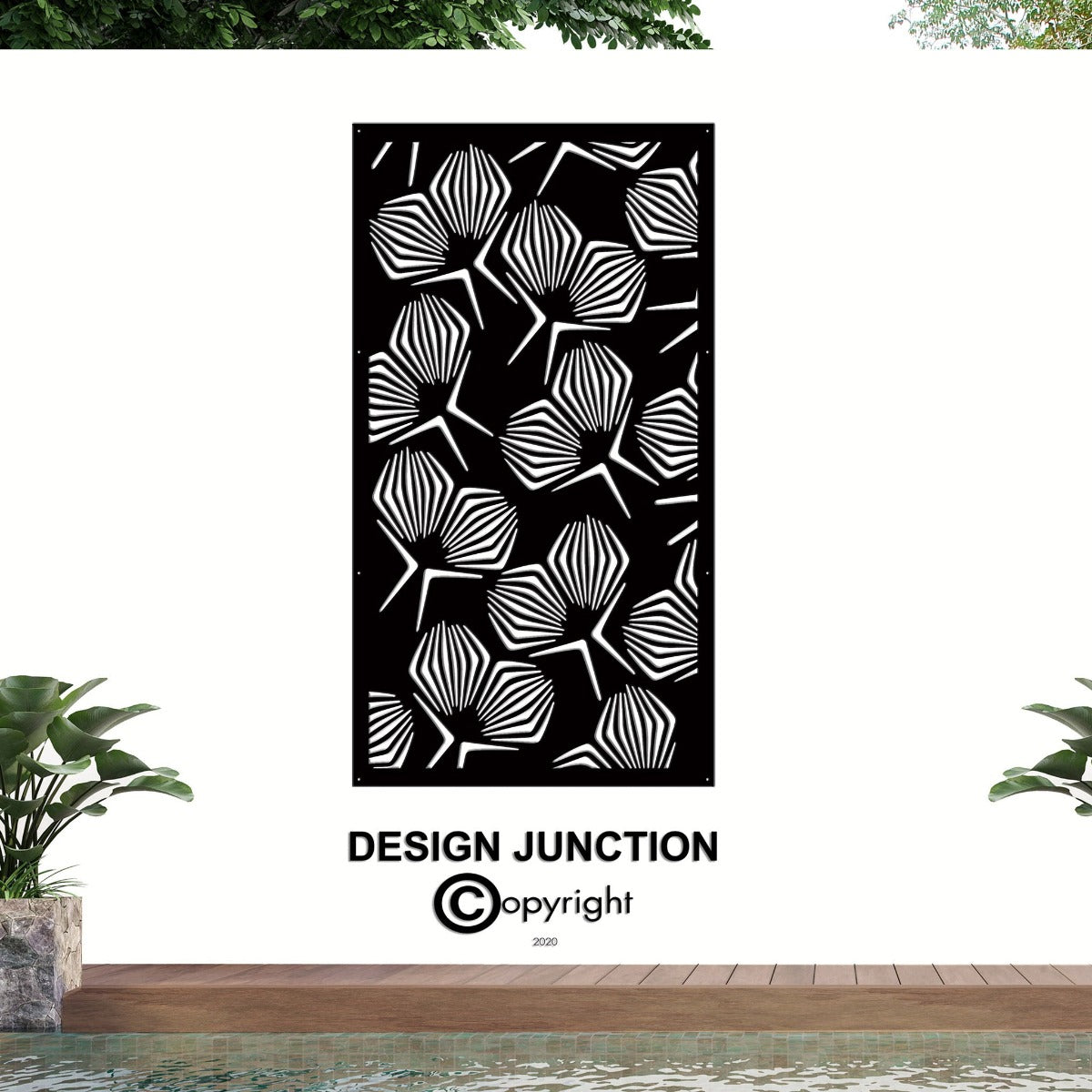 Corten Steel / Aluminium Privacy Screen & Fence Panel  - Geometrical Flower