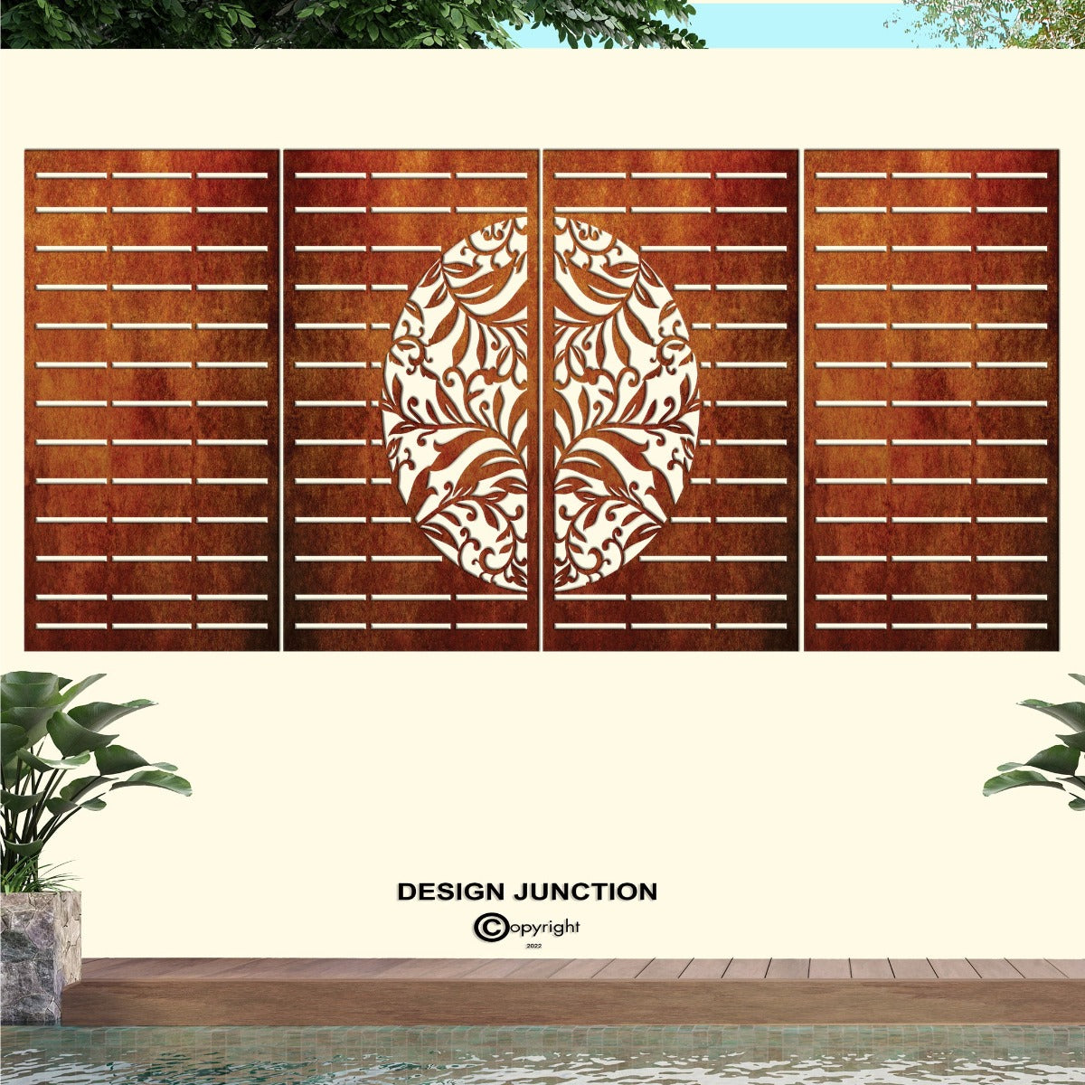 Combination Fence Panels  - Half Fern with Straight lines