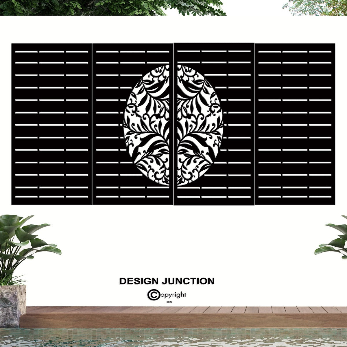 Combination Fence Panels  - Half Fern with Straight lines