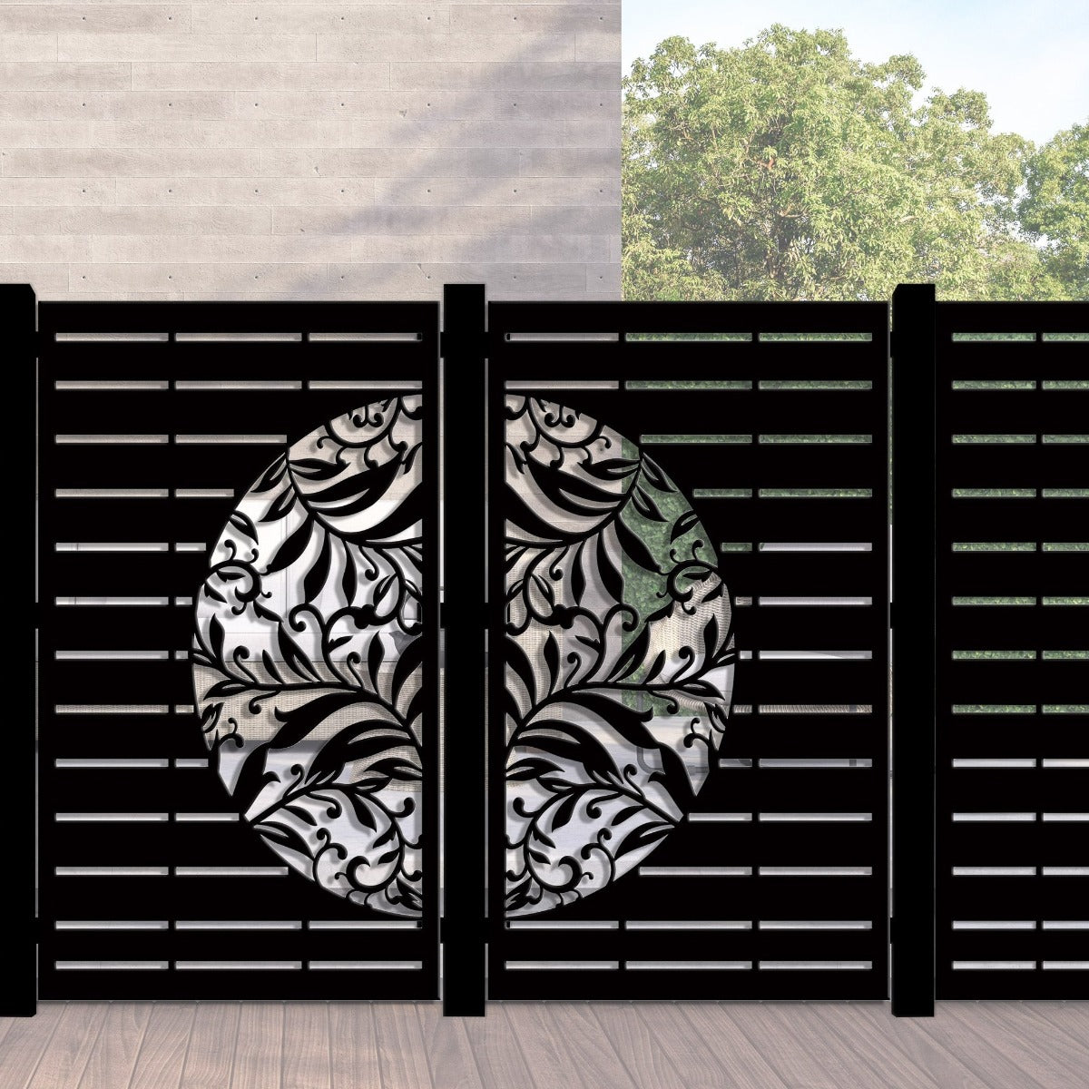 Combination Fence Panels  - Half Fern with Straight lines