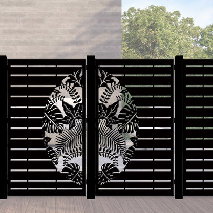 Decorative Laser Cut Fence Panel  - Half Leaf with Straight lines