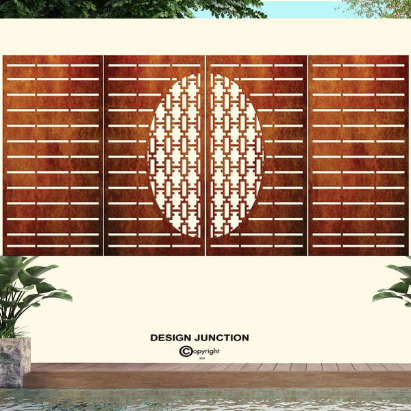 Decorative Laser Cut Fence Panel  - Half Rectangle Jali with Straight Lines
