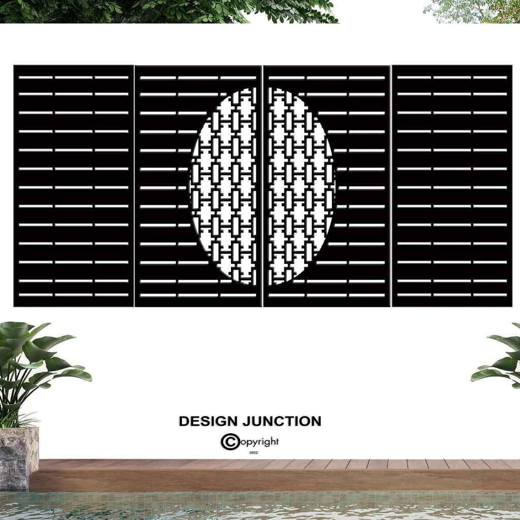 Decorative Laser Cut Fence Panel  - Half Rectangle Jali with Straight Lines