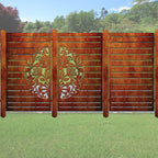 Laser Cut Fence Panel  - Half NZ Flowers & Leaves with Straight lines
