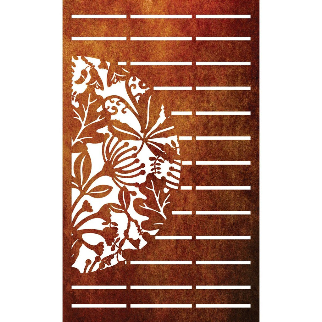 Laser Cut Fence Panel  - Half NZ Flowers & Leaves with Straight lines