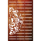 Laser Cut Fence Panel  - Half NZ Flowers & Leaves with Straight lines