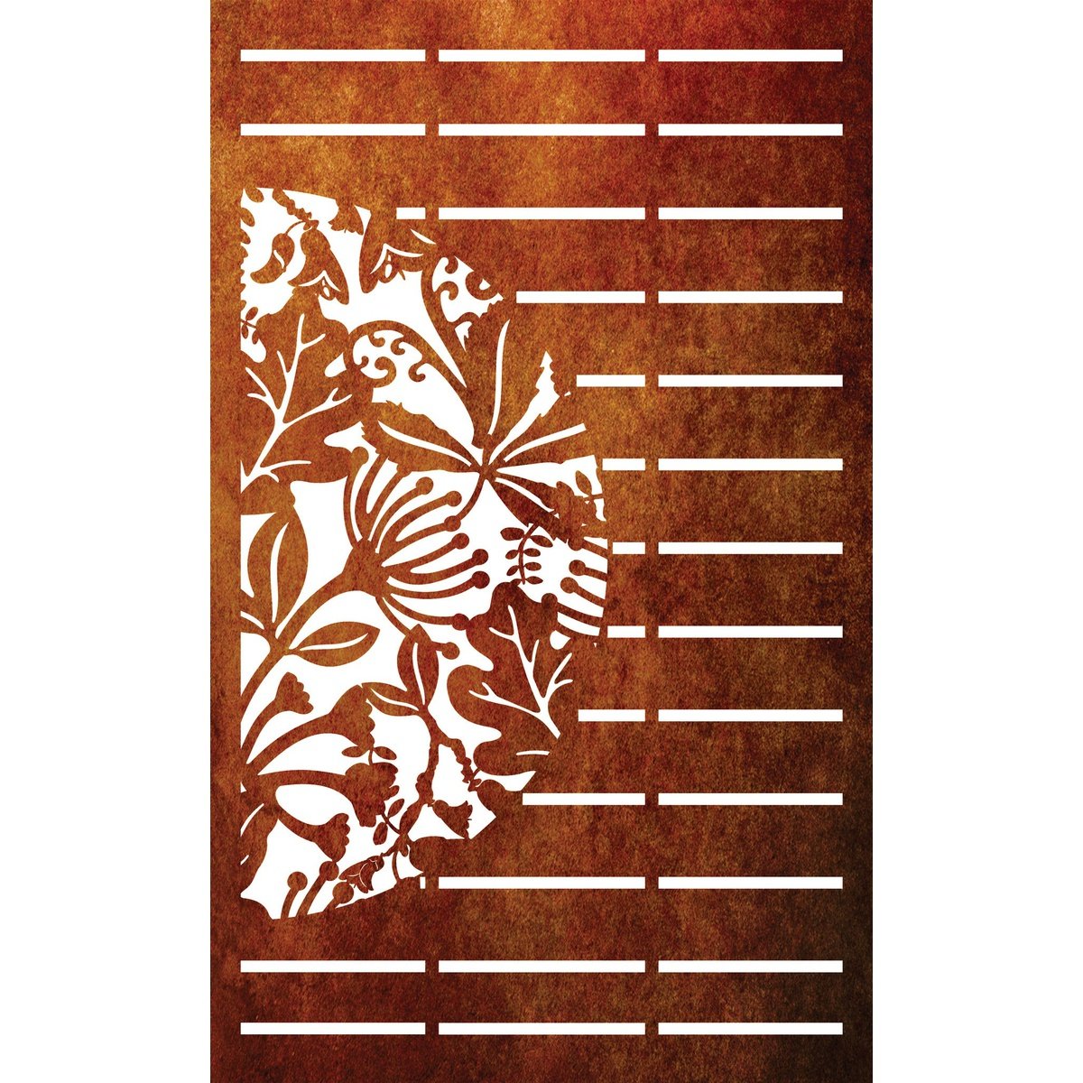 Laser Cut Fence Panel  - Half NZ Flowers & Leaves with Straight lines