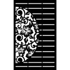 Decorative Laser Cut Fence Panel  - Half Hibiscus with Koru & Straight Lines