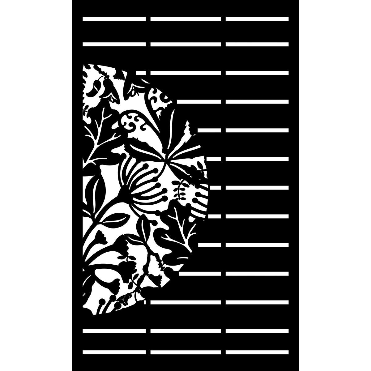Laser Cut Fence Panel  - Half NZ Flowers & Leaves with Straight lines