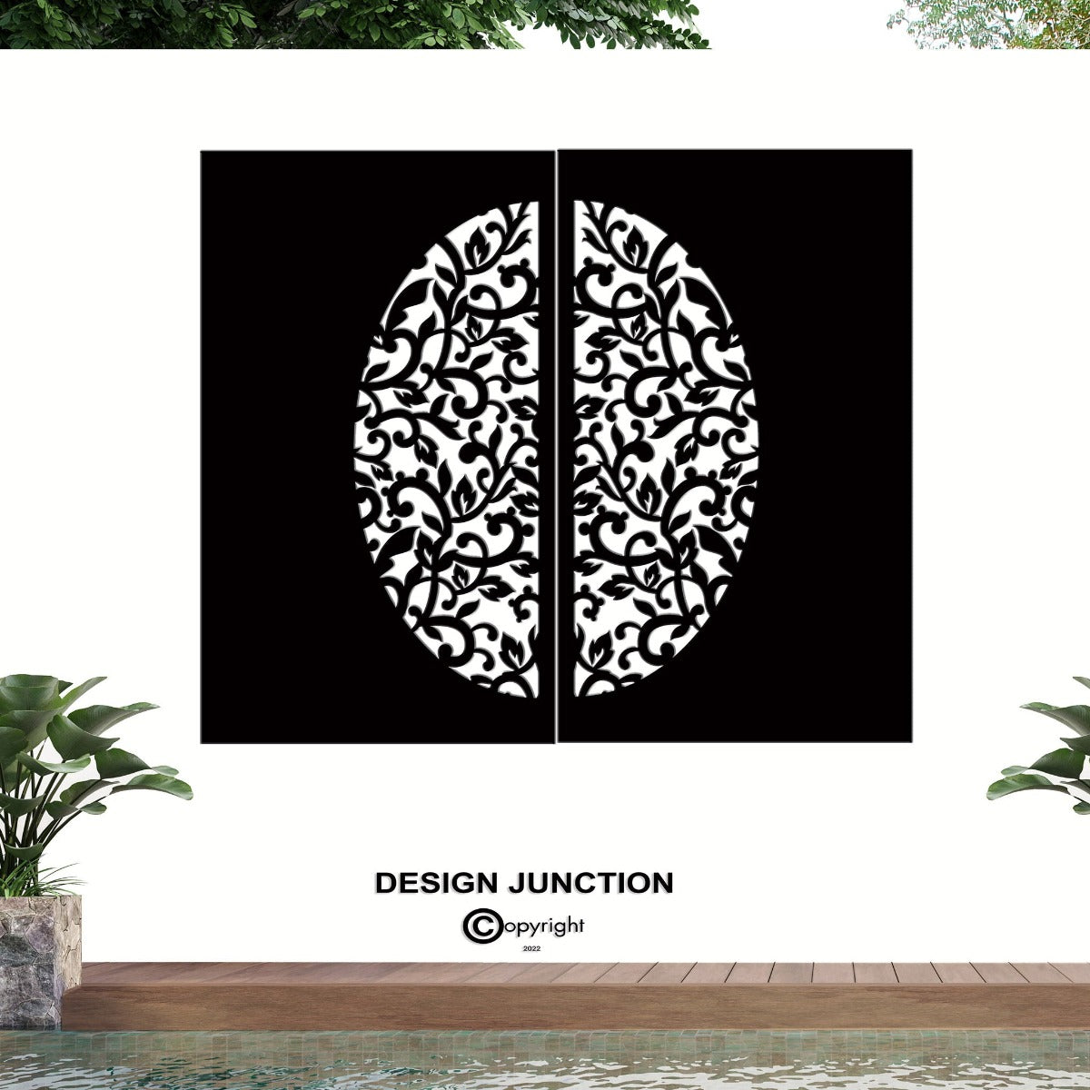 Decorative Laser Cut Fence Panel  - Koru & Leaves