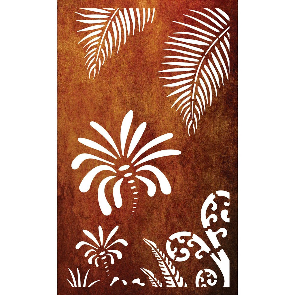 Decorative Garden Art & Privacy Screen- Koru with Palm