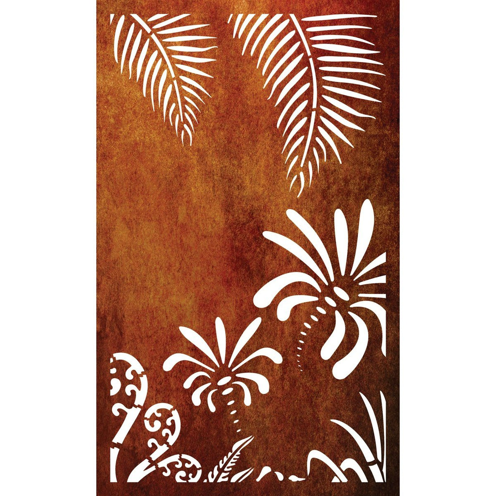 Decorative Garden Art & Privacy Screen- Koru with Palm