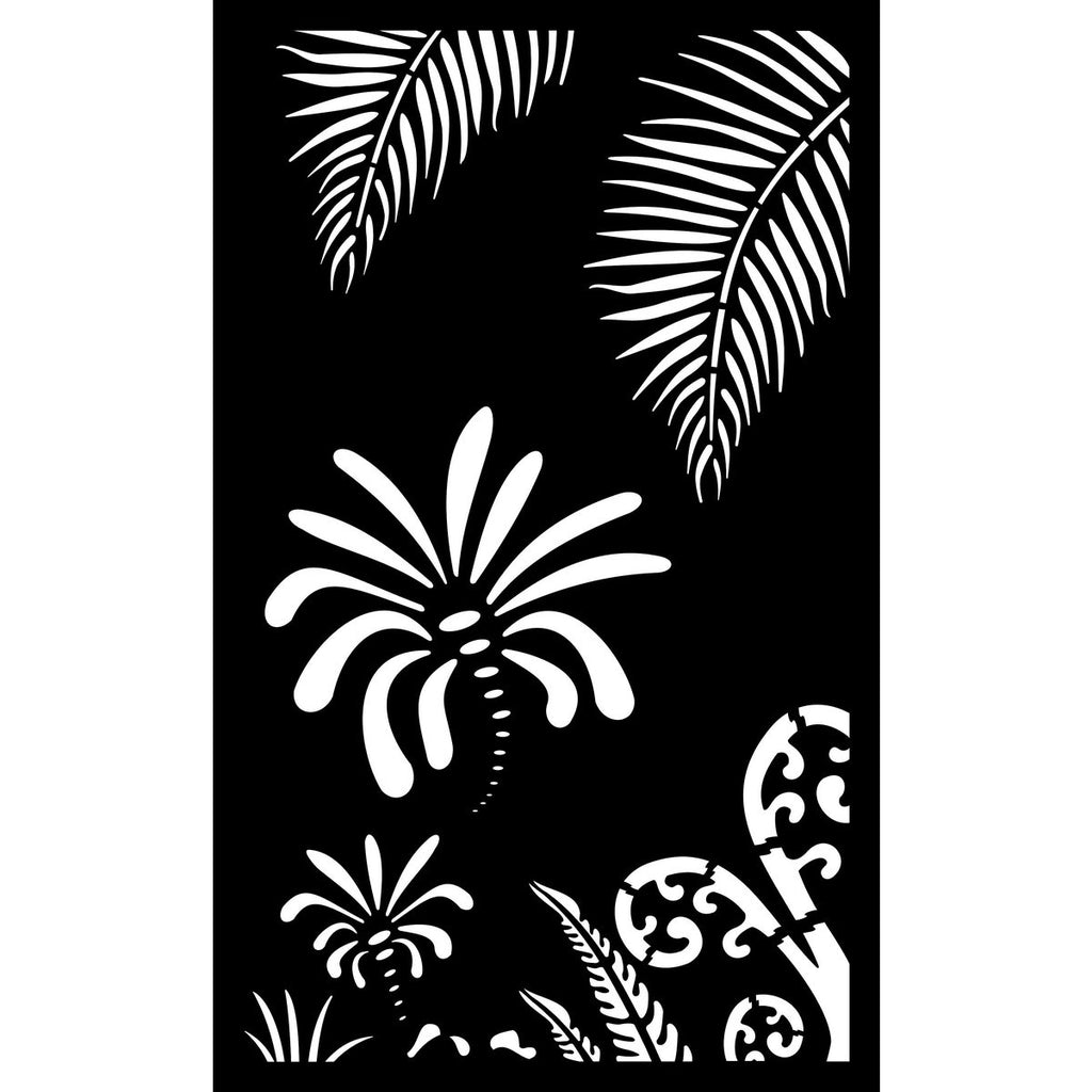 Decorative Garden Art & Privacy Screen- Koru with Palm