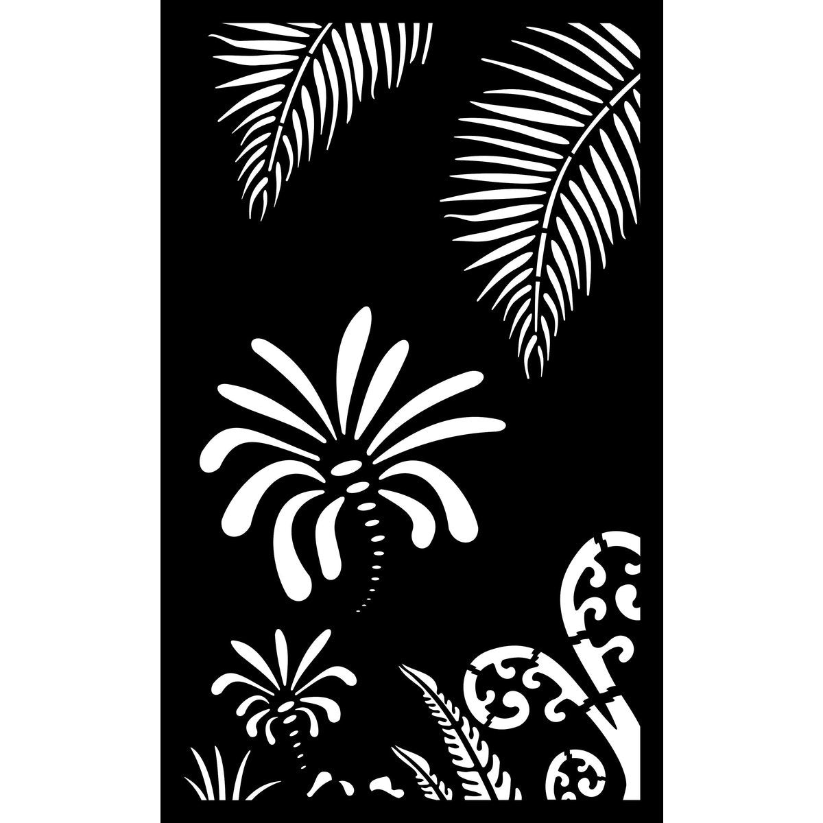 Decorative Garden Art & Privacy Screen- Koru with Palm