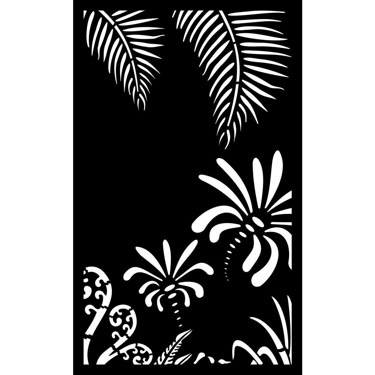 Decorative Garden Art & Privacy Screen- Koru with Palm