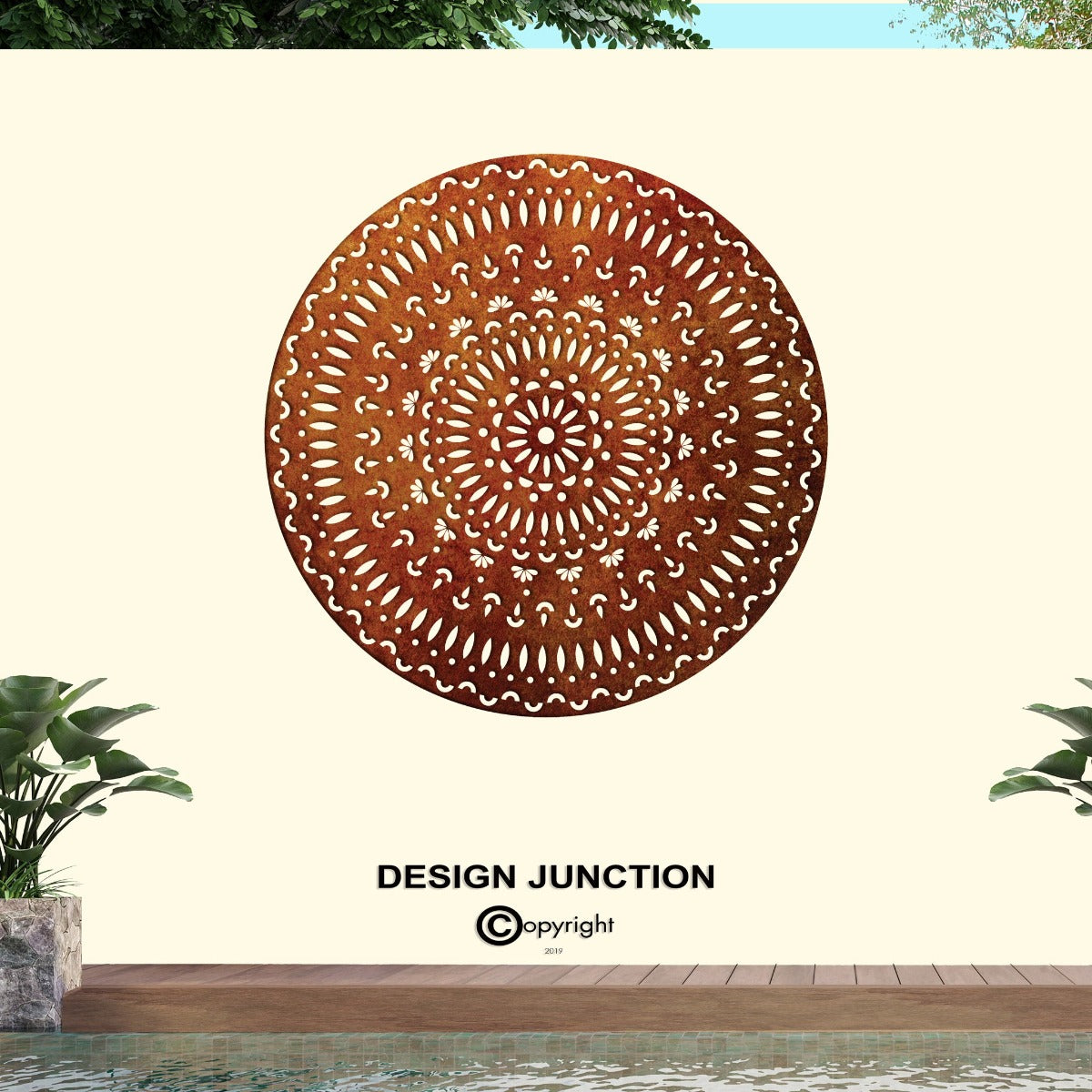 Corten Steel Laser Cut Wall Art - Mandala Tri-Vima