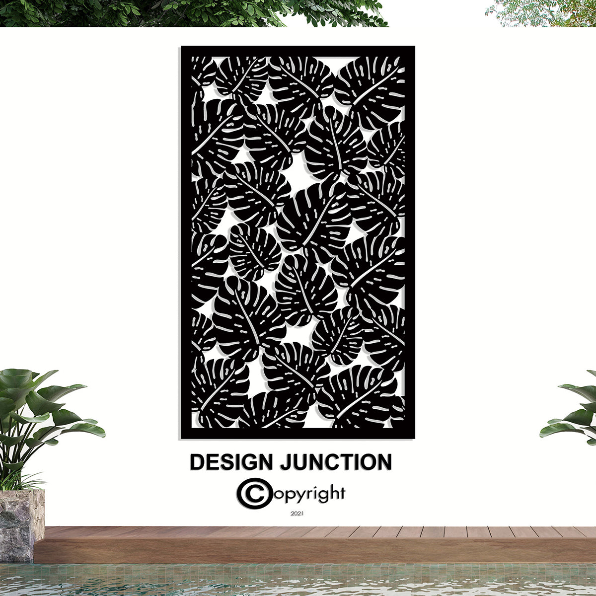 Decorative Laser Cut Privacy Screen & Fence Panel  - Monstera II