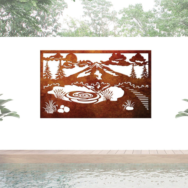 Corten Steel Feature Wall Art - Mt Taranaki