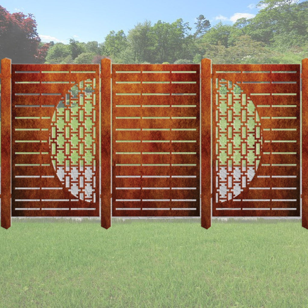 Decorative Laser Cut Fence Panel  - Half Rectangle Jali with Straight Lines
