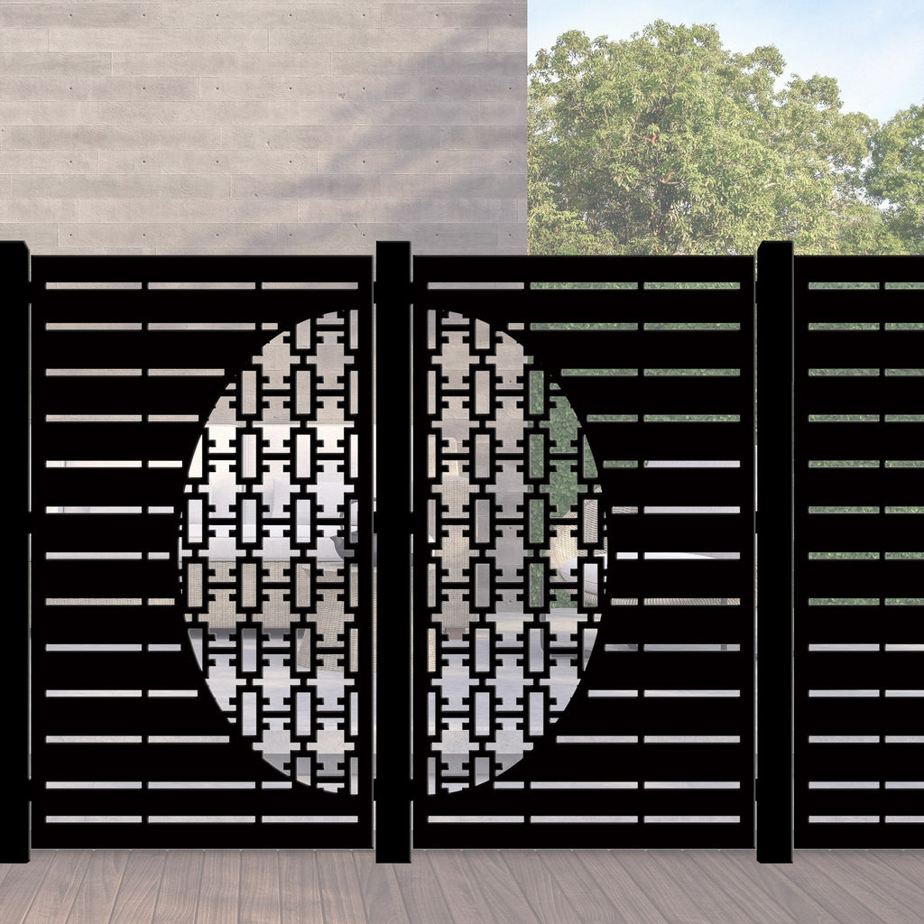 Decorative Laser Cut Fence Panel  - Half Rectangle Jali with Straight Lines