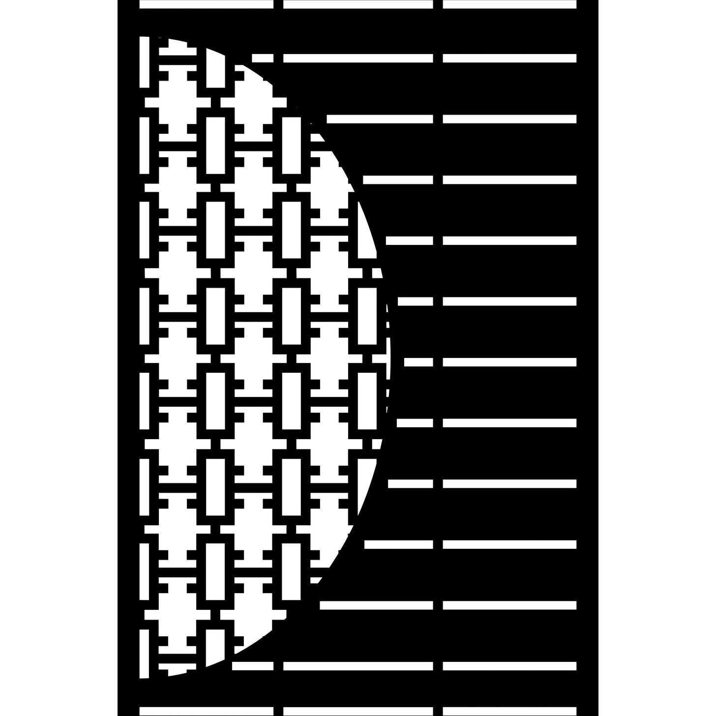 Decorative Laser Cut Fence Panel  - Half Rectangle Jali with Straight Lines