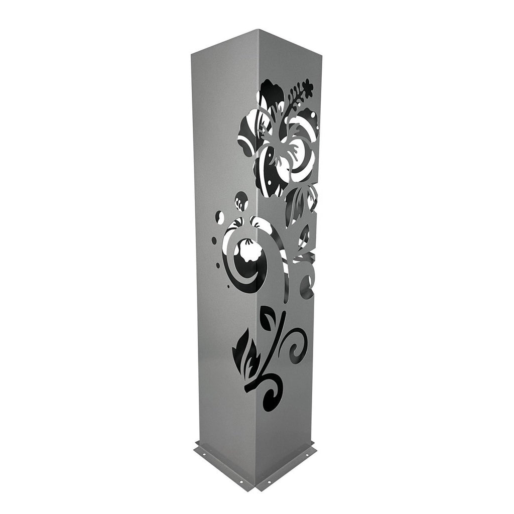Powder Coated Laser Cut Garden Planter - Hibiscus Koru ( Bonus Solar LED Light) ** Clearance **
