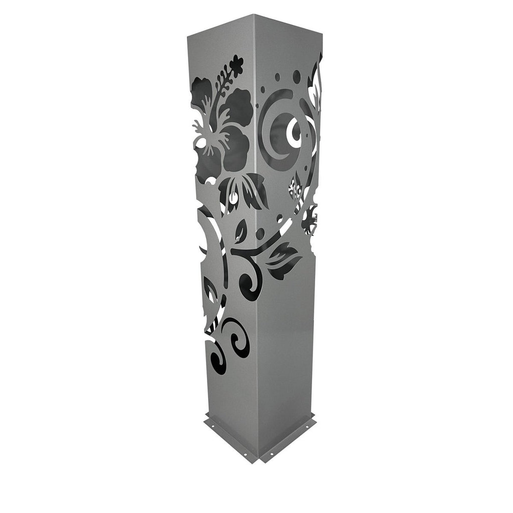 Powder Coated Laser Cut Garden Planter - Hibiscus Koru ( Bonus Solar LED Light) ** Clearance **