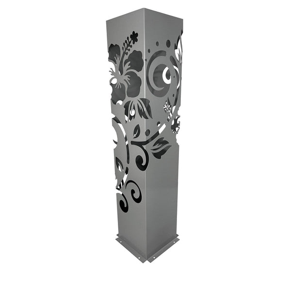 Powder Coated Laser Cut Garden Planter - Hibiscus Koru ( Bonus Solar LED Light)