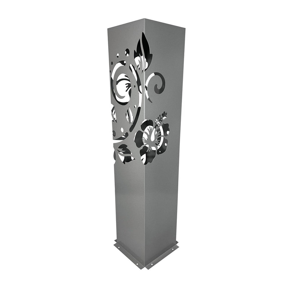 Powder Coated Laser Cut Garden Planter - Hibiscus Koru ( Bonus Solar LED Light) ** Clearance **