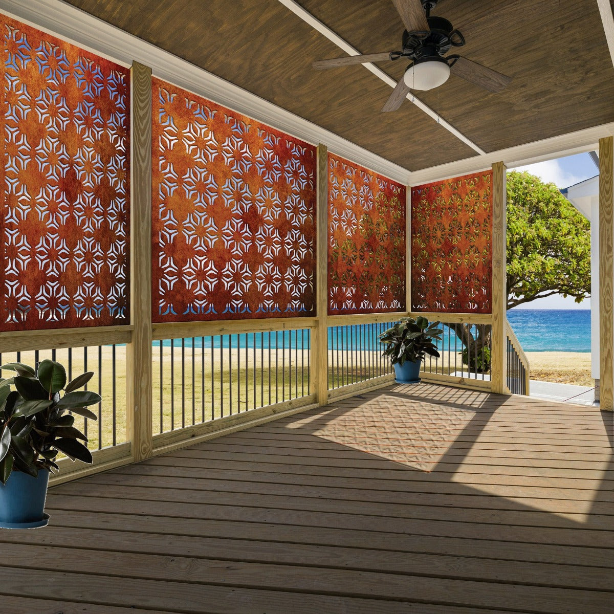 Balustrade & Jali Panel  - Star Burst - Corten Steel & Aluminium