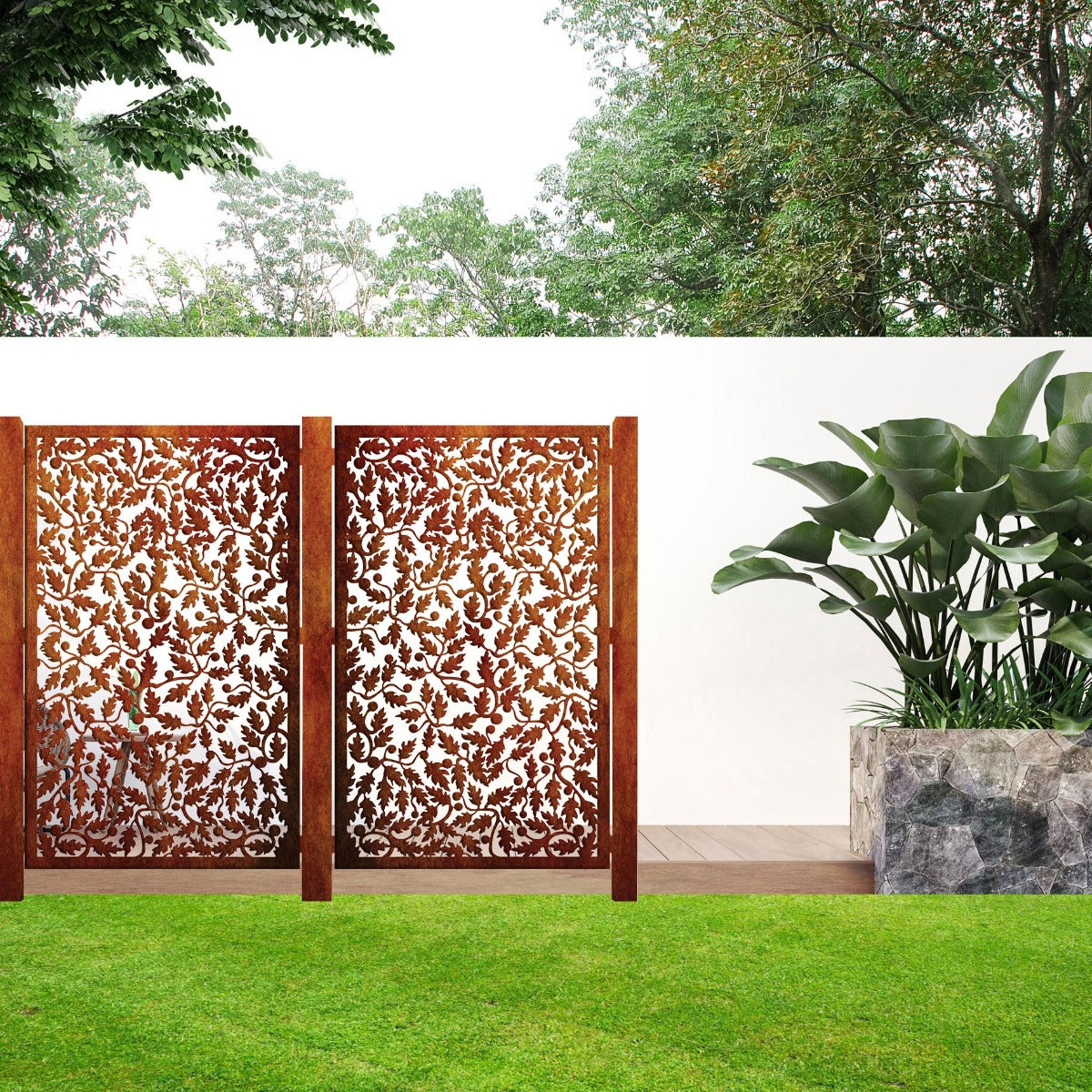 Decorative Laser Cut Privacy Screen -The Flame Vine – Design Junction NZ