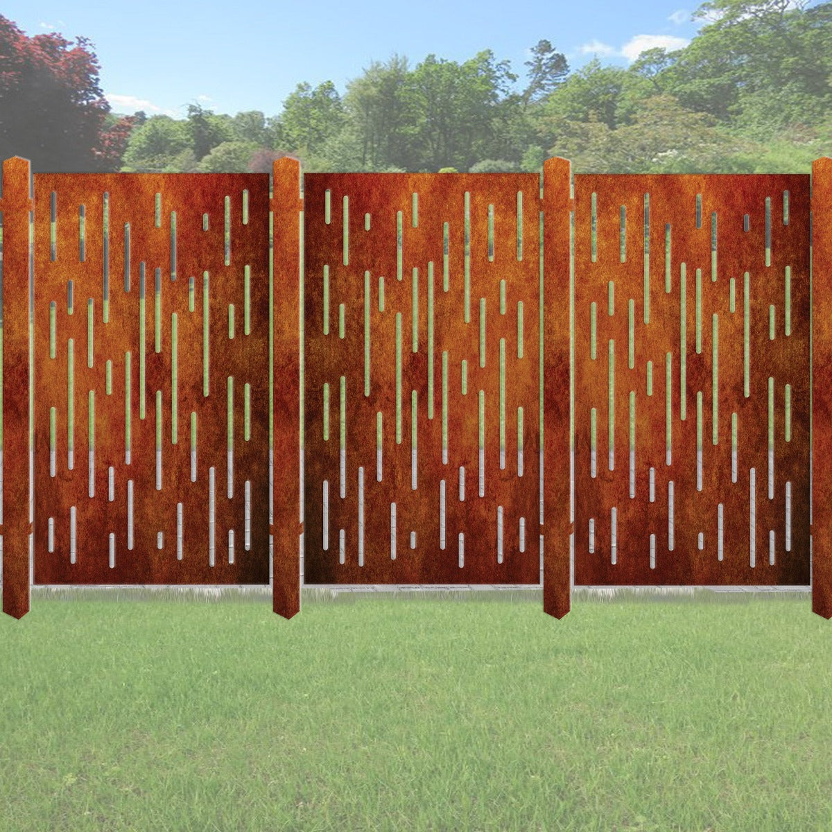 Vertical Lines - Corten Steel & Aluminium Fence Panel