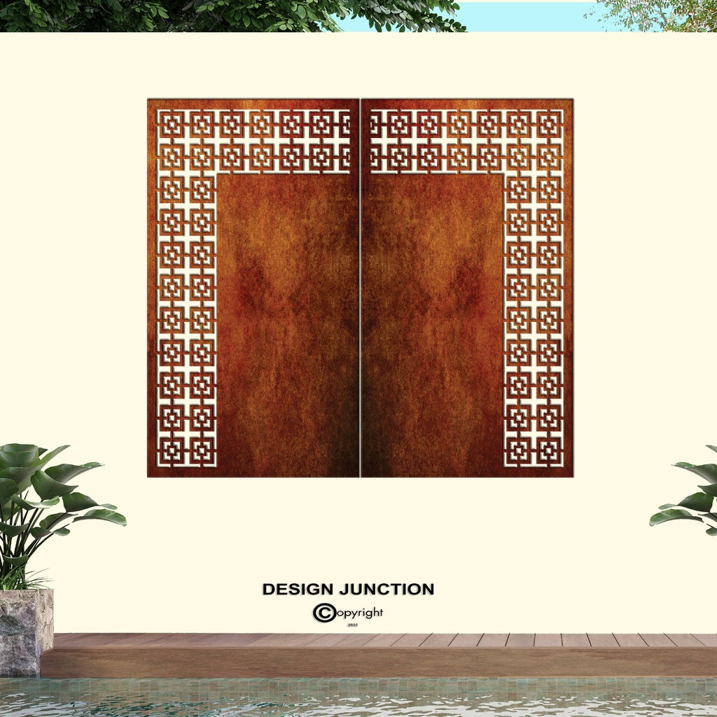 Corten Steel Or Aluminium Fence Panel / Balustrade - Vertical Square Trim