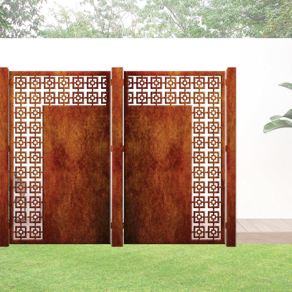 Corten Steel Or Aluminium Fence Panel / Balustrade - Vertical Square Trim