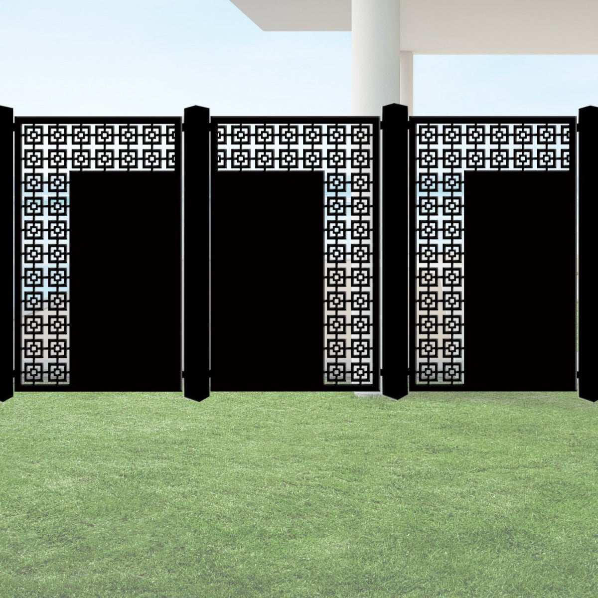 Corten Steel Or Aluminium Fence Panel / Balustrade - Vertical Square Trim